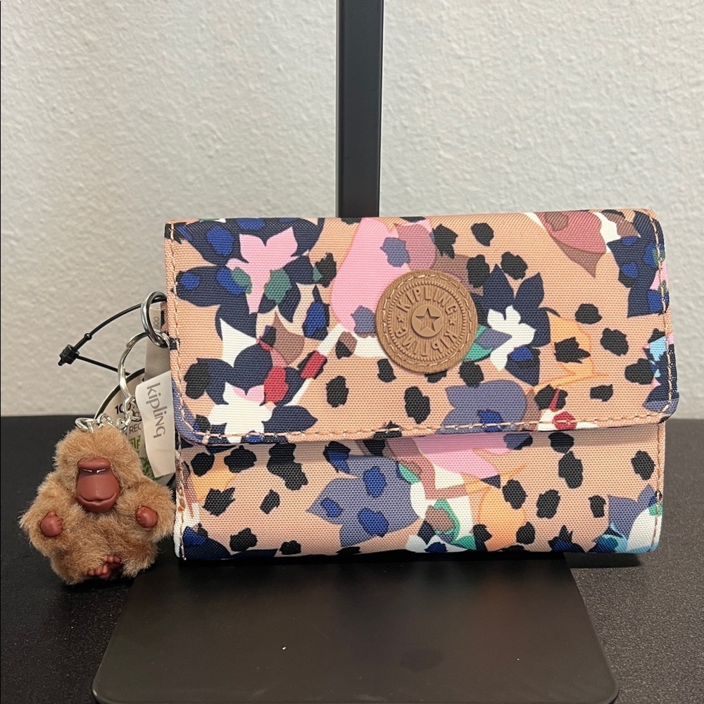Kipling | “Autumn Blossoms” Wallet w/ Iconic Gorilla “Devin”